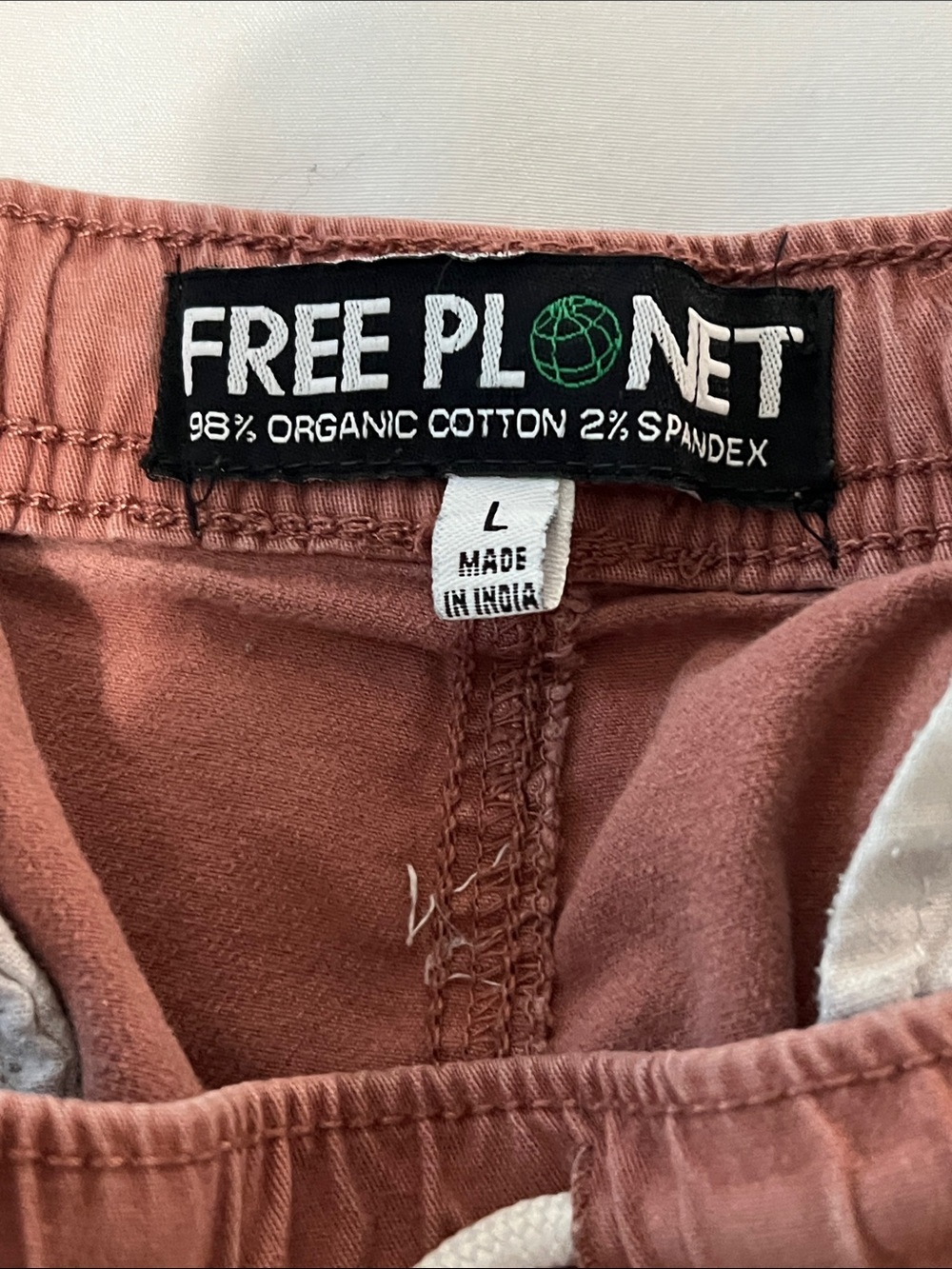 Free Planet 98% Organic Cotton Drawstring Shorts in Terracotta - Picture 3 of 3